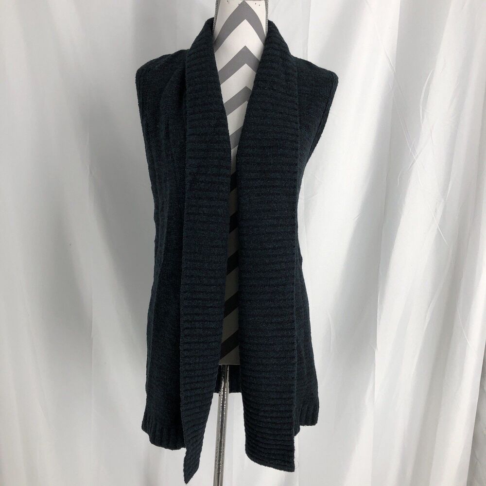 Loft Long Sleeveless Vest Cardigan Dark Blue XS